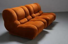 Mario Bellini Large Living room set in orange rusty brown Velvet Italy 1970s - 3653609