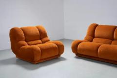 Mario Bellini Large Living room set in orange rusty brown Velvet Italy 1970s - 3653612