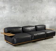 Mario Bellini Late 20th Century Black Leather Walnut Pianura Sectional Sofa by Mario Bellini - 3598927
