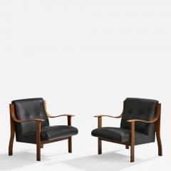 Mario Bellini Lounge Chairs with Beech and Vinyl Italy 1960s - 4785955