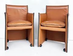 Mario Bellini Mario Bellini Cassina Italian 401 Break Leather Armchairs 1980s Pair - 3502759