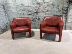 Mario Bellini Mario Bellini Pair Leather Cab Lounge Chairs Model 415 Italy 1970 - 3317514