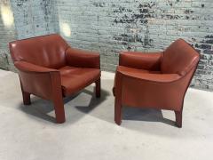 Mario Bellini Mario Bellini Pair Leather Cab Lounge Chairs Model 415 Italy 1970 - 3317516