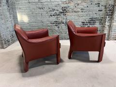 Mario Bellini Mario Bellini Pair Leather Cab Lounge Chairs Model 415 Italy 1970 - 3317518