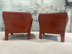 Mario Bellini Mario Bellini Pair Leather Cab Lounge Chairs Model 415 Italy 1970 - 3317521