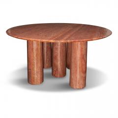 Mario Bellini Monumental Round Il Collonato Red Persian Travertine Table - 1507380