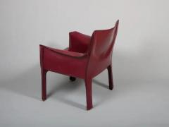 Mario Bellini Pair Mario Bellini China Red Leather Cab Chairs Model 414 for Cassina Italy - 3452030