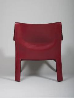 Mario Bellini Pair Mario Bellini China Red Leather Cab Chairs Model 414 for Cassina Italy - 3452033