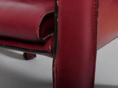 Mario Bellini Pair Mario Bellini China Red Leather Cab Chairs Model 414 for Cassina Italy - 3452048