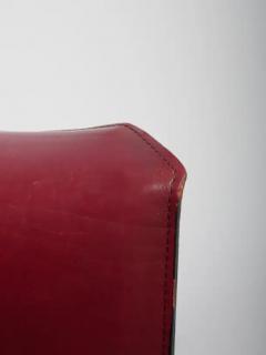 Mario Bellini Pair Mario Bellini China Red Leather Cab Chairs Model 414 for Cassina Italy - 3452055
