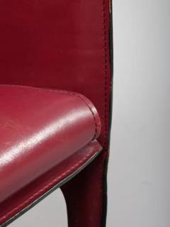 Mario Bellini Pair Mario Bellini China Red Leather Cab Chairs Model 414 for Cassina Italy - 3452057