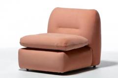 Mario Bellini Pair of 1970s Italian Mario Bellini Style Slipper Chairs in Blush Pink Fabric - 3495117