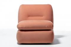 Mario Bellini Pair of 1970s Italian Mario Bellini Style Slipper Chairs in Blush Pink Fabric - 3495121