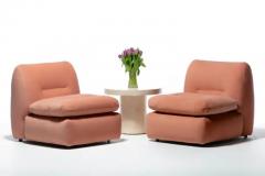 Mario Bellini Pair of 1970s Italian Mario Bellini Style Slipper Chairs in Blush Pink Fabric - 3495123