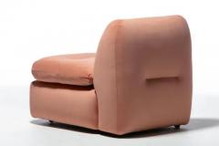 Mario Bellini Pair of 1970s Italian Mario Bellini Style Slipper Chairs in Blush Pink Fabric - 3495124