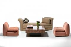 Mario Bellini Pair of 1970s Italian Mario Bellini Style Slipper Chairs in Blush Pink Fabric - 3495144
