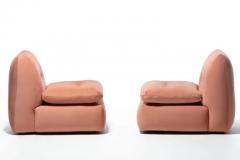 Mario Bellini Pair of 1970s Italian Mario Bellini Style Slipper Chairs in Blush Pink Fabric - 3495149