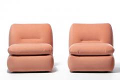 Mario Bellini Pair of 1970s Italian Mario Bellini Style Slipper Chairs in Blush Pink Fabric - 3495153