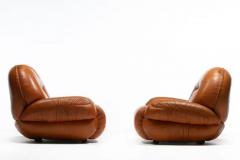 Mario Bellini Post Modern Italian Leather Lounge Chairs in Butterscotch Carmel Leather c 1980 - 3920240