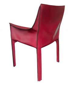 Mario Bellini Set of Four Italian Cab Armchairs or Dining Chairs by Mario Bellini Red Leather - 2591971