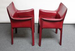 Mario Bellini Set of Six Vintage Mario Bellini for Cassina CAB Oxblood Leather Dining Chairs - 2733827