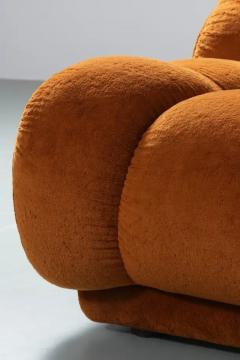 Mario Bellini Soft 3 seat Sofa in original Orange rusty Brown Velvet Italy 1970s - 3796714