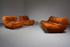 Mario Bellini Soft 3 seat Sofa in original Orange rusty Brown Velvet Italy 1970s - 3796731