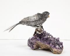 Mario Buccellati An Exceptional Italian Silver Parrot on Amethyst - 1036078