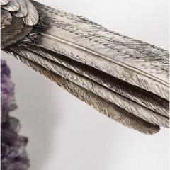 Mario Buccellati an Exceptional Italian Silver Parrot on Amethyst - 1162418