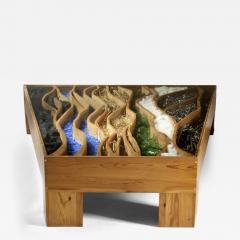 Mario Ceroli Late20th Century Trapezoidal Multimaterial Coffee Table by Mario Ceroli - 4256317