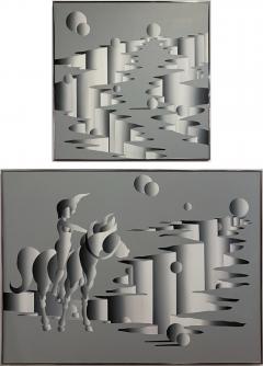 Mario Grimaldi Surrealist Abstract Large Oil on Canvas Painting Untitled 1 - 4514709