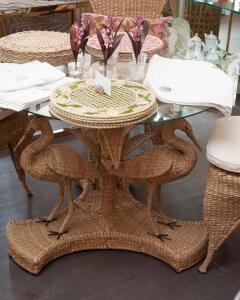 Mario Lopez Torres Contemporary Mario Lopez Torres Large Woven Rattan Crane Table - 3057033