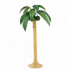 Mario Lopez Torres Mario Torres Lopez Style Mid Century Sculptural Rattan Palm Tree Lamps Pair - 4296641