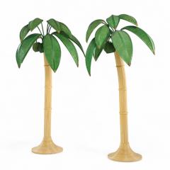 Mario Lopez Torres Mario Torres Lopez Style Mid Century Sculptural Rattan Palm Tree Lamps Pair - 4296643