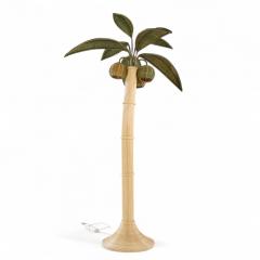 Mario Lopez Torres Mario Torres Lopez Style Mid Century Sculptural Rattan Palm Tree Lamps Pair - 4299756