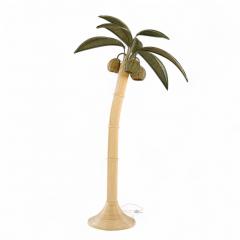 Mario Lopez Torres Mario Torres Lopez Style Mid Century Sculptural Rattan Palm Tree Lamps Pair - 4299761