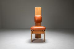 Mario Marenco Beech and Leather Dining Chairs by Mario Marenco Italy Set of Six 1970s - 1918370