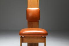 Mario Marenco Beech and Leather Dining Chairs by Mario Marenco Italy Set of Six 1970s - 1918372