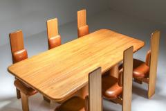 Mario Marenco Beech and Leather Dining Room Set by Mario Marenco Italy Set of Six chairs - 1918425