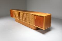 Mario Marenco Beech and Leather Sideboard by Mario Marenco Italy 1970s - 1918374