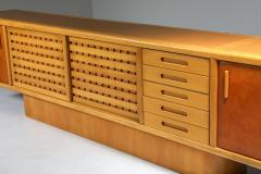 Mario Marenco Beech and Leather Sideboard by Mario Marenco Italy 1970s - 1918382
