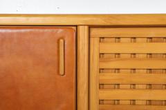 Mario Marenco Beech and Leather Sideboard by Mario Marenco Italy 1970s - 1918390