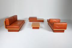 Mario Marenco Beech and leather living room set by Mario Marenco Italy set of six 1970s - 1918385