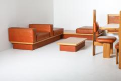 Mario Marenco Beech and leather living room set by Mario Marenco Italy set of six 1970s - 1918397