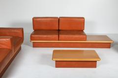 Mario Marenco Beech and leather living room set by Mario Marenco Italy set of six 1970s - 1918399