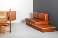 Mario Marenco Beech and leather living room set by Mario Marenco Italy set of six 1970s - 1918401