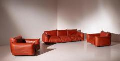 Mario Marenco Mario Marenco first edition pair of leather lounge chairs Arflex Italy 1970s - 3638951