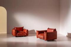 Mario Marenco Mario Marenco first edition pair of leather lounge chairs Arflex Italy 1970s - 3638952