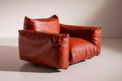 Mario Marenco Mario Marenco first edition pair of leather lounge chairs Arflex Italy 1970s - 3638959