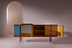 Mario Nuti Teak and Fabric Sideboard by Mario Nuti Lavagna Italy 1960s - 4522761
